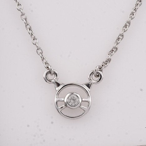 Rhodium Plated Sterling Silver Pendant With Polished Natural White Zircon Gemstones - Fashion Apparel 