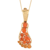 Yellow Gold Rhodium Plated Sterling Silver Pendant Jeweled With Citrine And  Fire Opal - Fashion Apparel 