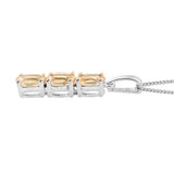 Citrine prong set trinity pendant in sterling silver with a Rhodium  finish - Fashion Apparel 