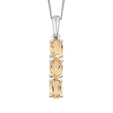 Citrine prong set trinity pendant in sterling silver with a Rhodium  finish - Fashion Apparel 
