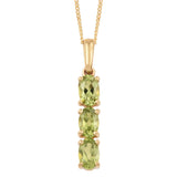Peridot Prong Set Trinity Pendant In Sterling Silver With A Yellow Gold Rhodium Finish - Fashion Apparel 