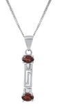 Two Stone Garnet Pendant Set In Rhodium - Fashion Apparel 