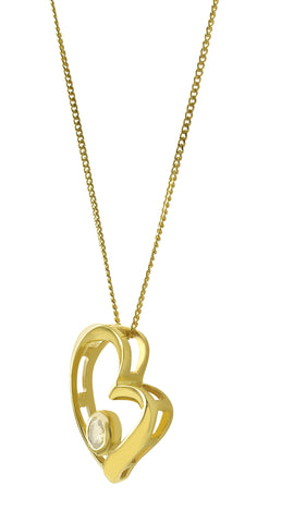 Yellow Gold Rainbow Moonstone Heart Shaped Pendant Set In Sterling Silver - Fashion Apparel 