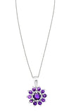 Rhodium Plated Pendant Made Of Sterling Silver With Round Amethyst Stones - Fashion Apparel 