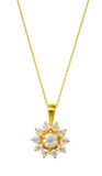 Gold Plated Pendant In Sterling Silver With 3 Small And Six Round Crystals - Fashion Apparel 