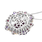 Yellow Gold Pan Plated Sterling Silver Pendant With African Amethyst, Purple Fluorite, Rhodolite Garnet, And Electric Blue Topaz - Fashion Apparel 
