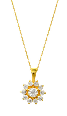 Gold Plated Pendant In Sterling Silver With 3 Small And Six Round Crystals - Fashion Apparel 