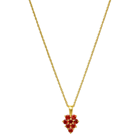 Gold Plated Sterling Silver Pendant With Round Garnet Stones - Fashion Apparel 