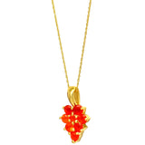 Round Carnelian Stones Fashioned In A Gold Plated Sterling Silver Pendant - Fashion Apparel 