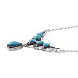 Pure Color Turquoise Silver Sterling Necklace Polished With Rhodium. - Fashion Apparel 