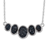 Sterling Silver Necklace With Rhodium Plating And Black Diamond Of S14 Clarity. - Fashion Apparel 