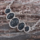 Sterling Silver Necklace With Rhodium Plating And Black Diamond Of S14 Clarity. - Fashion Apparel 