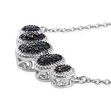 Sterling Silver Necklace With Rhodium Plating And Black Diamond Of S14 Clarity. - Fashion Apparel 