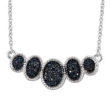 Sterling Silver Necklace With Rhodium Plating And Black Diamond Of S14 Clarity. - Fashion Apparel 