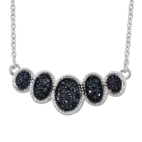Sterling Silver Necklace With Rhodium Plating And Black Diamond Of S14 Clarity. - Fashion Apparel 