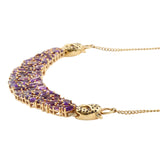 Yellow Gold Plated Sterling Silver Necklace With Polished African Amethyst Gemstones - Fashion Apparel 