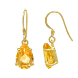 Gold Plated Silver Sterling Hook Earrings With Pan Citrine Gemstone - Fashion Apparel 