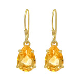 Gold Plated Silver Sterling Hook Earrings With Pan Citrine Gemstone - Fashion Apparel 