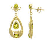 Gold Plated Sterling Silver Earring With Shinning Peridot Stones - Fashion Apparel 
