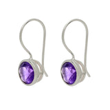 Blue Amethyst Stoned Sterling Silver Hook Earrings, Neatly Finished With Rhodium - Fashion Apparel 