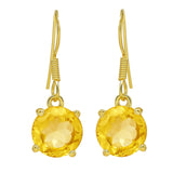The Round-Shaped Silver Sterling Blue Color Earrings Polished With Gold And Holding A Heavy Weight Citrine Gem. - Fashion Apparel 