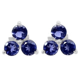 Well-Crafted Sterling Silver Earring With Rhodium Plating And Iolite Stones - Fashion Apparel 