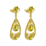 Gold Plated Sterling Silver Earring With Shinning Peridot Stones - Fashion Apparel 