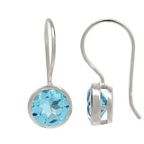 Silver Sterling Hook Earrings Polished With Rhodium, Embellished With Blue Topaz - Fashion Apparel 