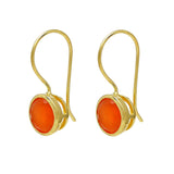 Fabulus Silver Sterling Hook Earrings Plated With Gold And Holding Orange Colored Round Carnelian Stone - Fashion Apparel 