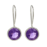 Blue Amethyst Stoned Sterling Silver Hook Earrings, Neatly Finished With Rhodium - Fashion Apparel 