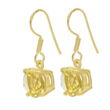 Silver Sterling Hook Earrings Plated With Gold, Sporting Lemon Topaz Gems - Fashion Apparel 