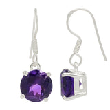 The Rhodium Plated Amethyst Stoned Silver Sterling Earrings - Fashion Apparel 