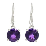 The Rhodium Plated Amethyst Stoned Silver Sterling Earrings - Fashion Apparel 