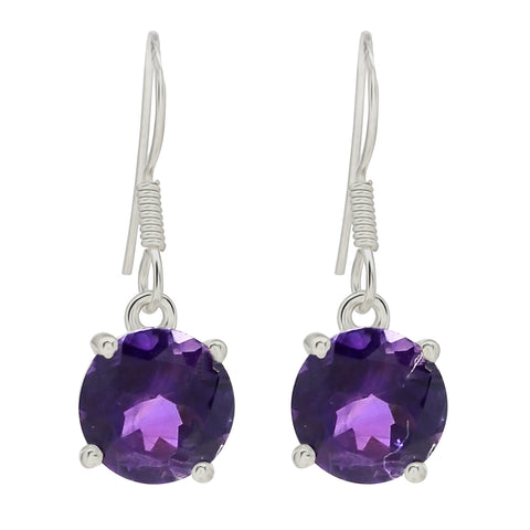 The Rhodium Plated Amethyst Stoned Silver Sterling Earrings - Fashion Apparel 