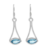 Sterling Silver Earrings With Rhodium Plating And Blue Topaz Stone - Fashion Apparel 