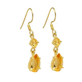 Gold Plated Sterling Silver Drop Earring With Multiple Sized Citrine Stone - Fashion Apparel 
