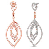 14K Rose Gold Plated 0.92 Carat Genuine White Diamond .925 Sterling Silver Earrings - Fashion Apparel 