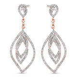 14K Rose Gold Plated 0.92 Carat Genuine White Diamond .925 Sterling Silver Earrings - Fashion Apparel 