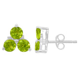 Rhodium Plated Sterling Silver Earring Crafted With Polished Peridot Stones - Fashion Apparel 