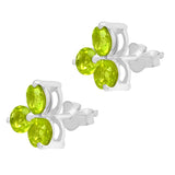 Rhodium Plated Sterling Silver Earring Crafted With Polished Peridot Stones - Fashion Apparel 