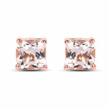 14K Rose Gold Plated 1.20 Carat Genuine Morganite .925 Sterling Silver Earrings - Fashion Apparel 