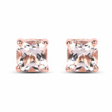14K Rose Gold Plated 1.20 Carat Genuine Morganite .925 Sterling Silver Earrings - Fashion Apparel 