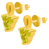 Gold Plated Drop Sterling Silver Earring With Round Peridot Stones - Fashion Apparel 