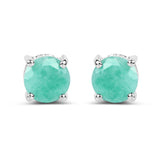 1.50 Carat Genuine Emerald .925 Sterling Silver Earrings - Fashion Apparel 