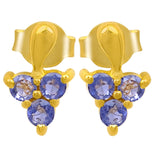 Gold Plated Drop Sterling Silver Earring Featuring Iolite Stones - Fashion Apparel 