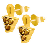 Classic Sterling Silver Earring With Gold Plating And Smokey Stones - Fashion Apparel 