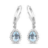 1.51 Carat Genuine Aquamarine and White Topaz .925 Sterling Silver Earrings - Fashion Apparel 