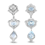 9.23 Carat Genuine Blue Topaz and White Topaz .925 Sterling Silver Earrings - Fashion Apparel 