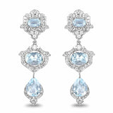 9.23 Carat Genuine Blue Topaz and White Topaz .925 Sterling Silver Earrings - Fashion Apparel 