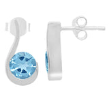 Royal Sterling Silver Earring With Rhodium Plating And Blue Topaz Stones - Fashion Apparel 